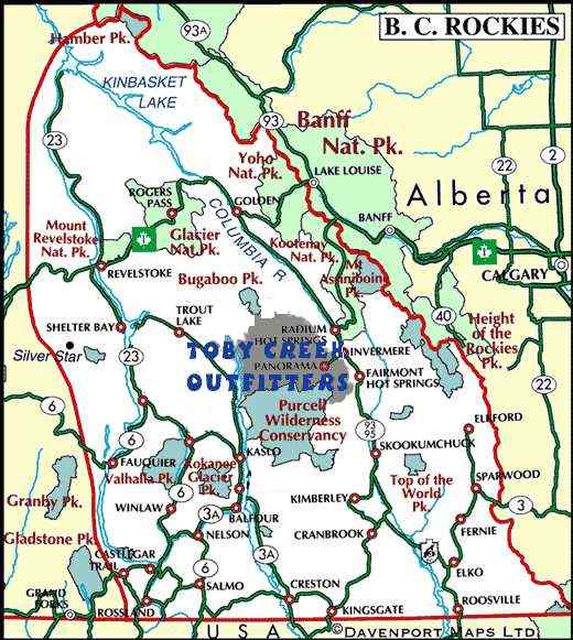 map of toby creek area